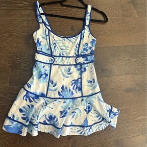 Ice Blue and White Patterned Dress